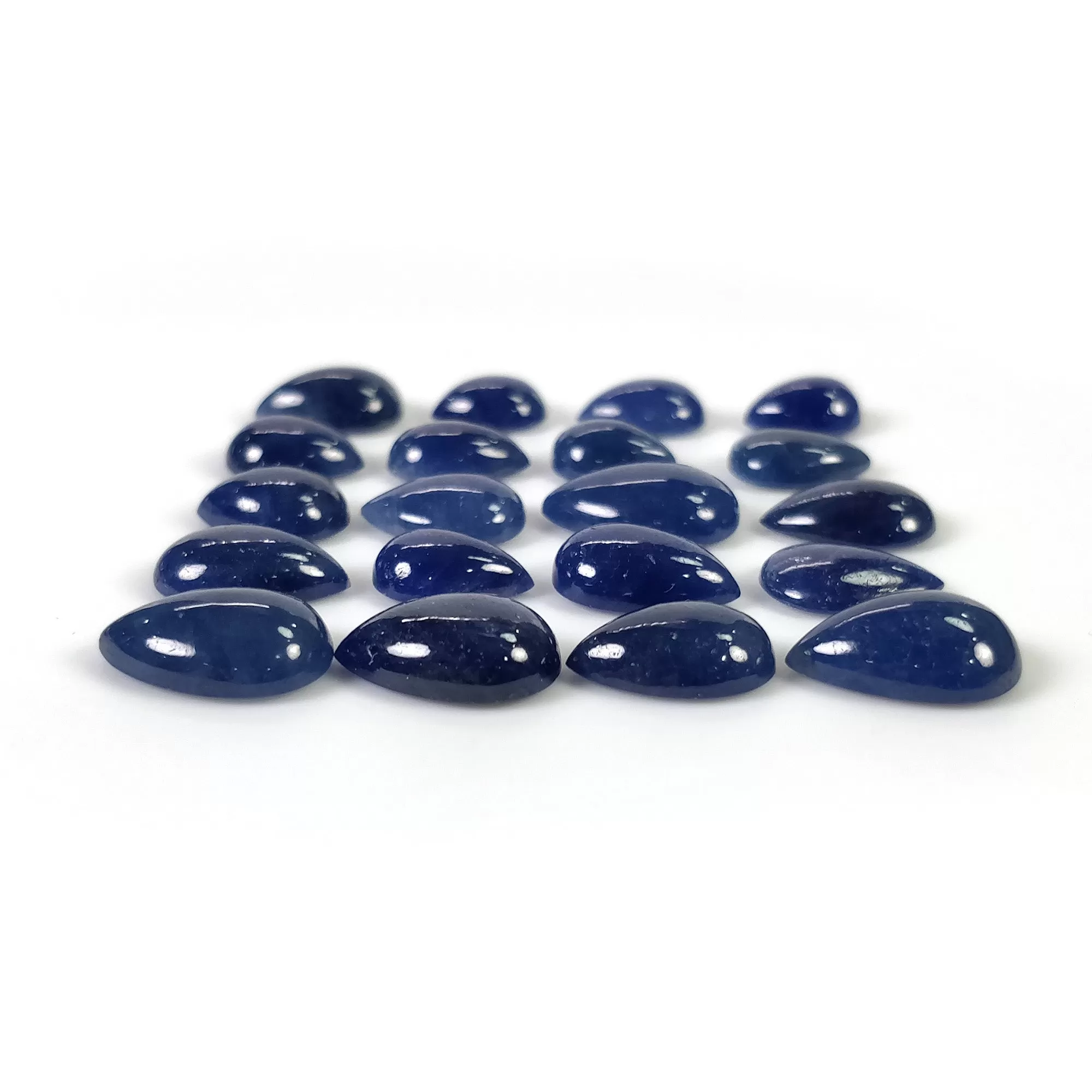 BLUE SAPPHIRE Gemstone Cabochon : 64.70cts Natural Untreated Unheated Sapphire Pear Shape 13*9mm - 9*7mm 20pcs