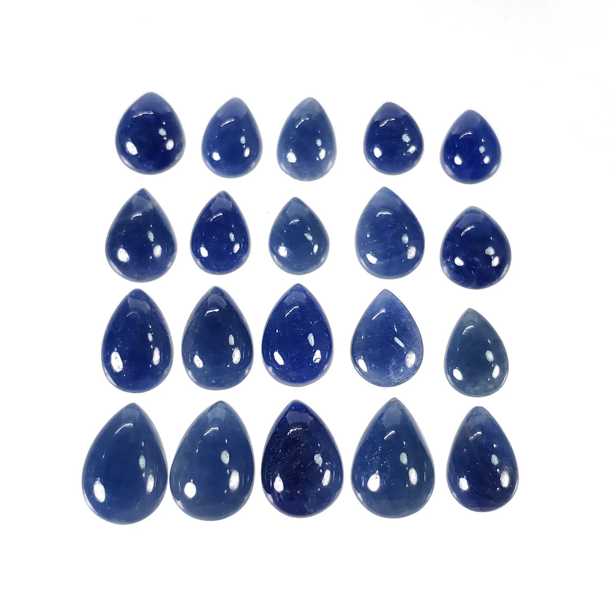 BLUE SAPPHIRE Gemstone Cabochon : 64.70cts Natural Untreated Unheated Sapphire Pear Shape 13*9mm - 9*7mm 20pcs