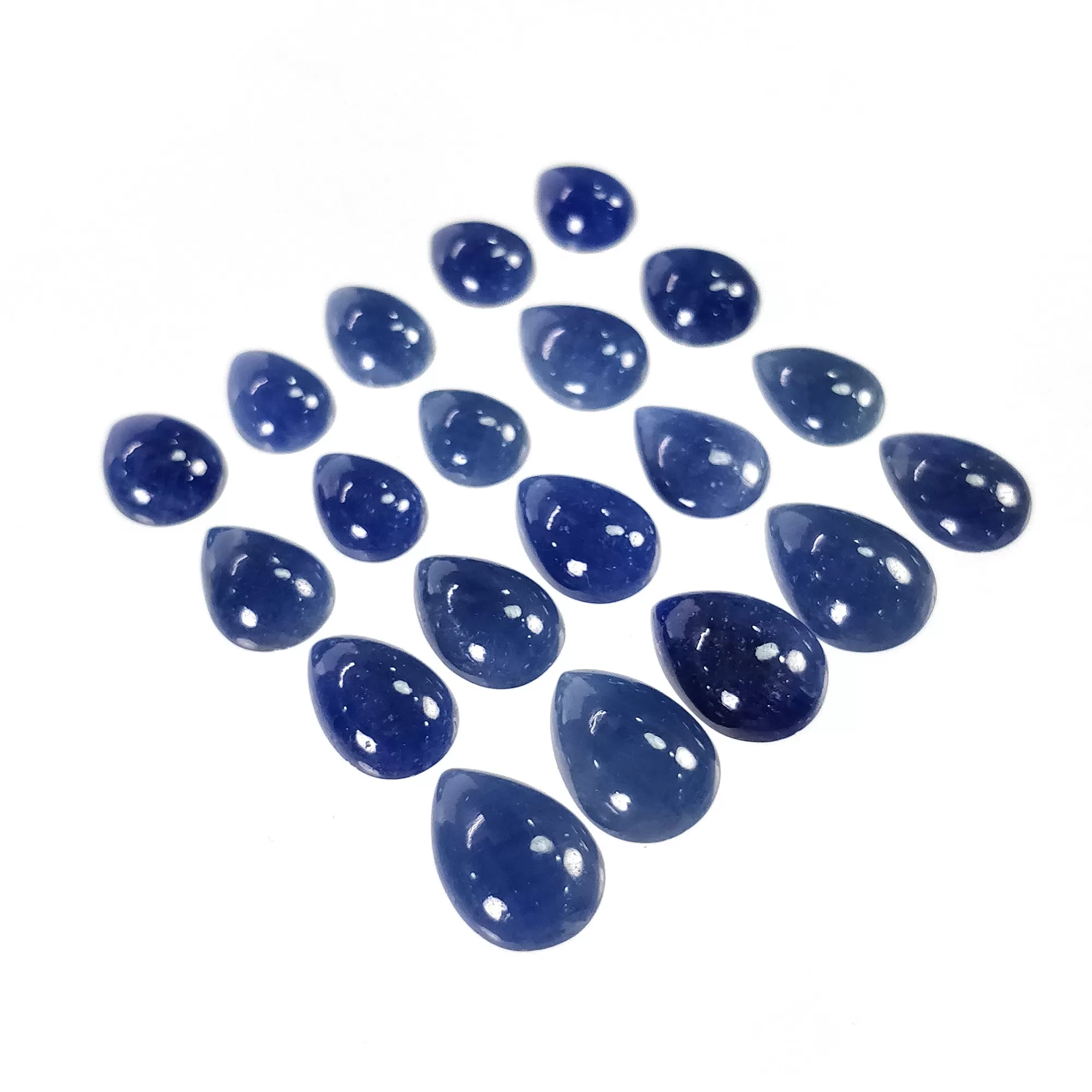 BLUE SAPPHIRE Gemstone Cabochon : 64.70cts Natural Untreated Unheated Sapphire Pear Shape 13*9mm - 9*7mm 20pcs