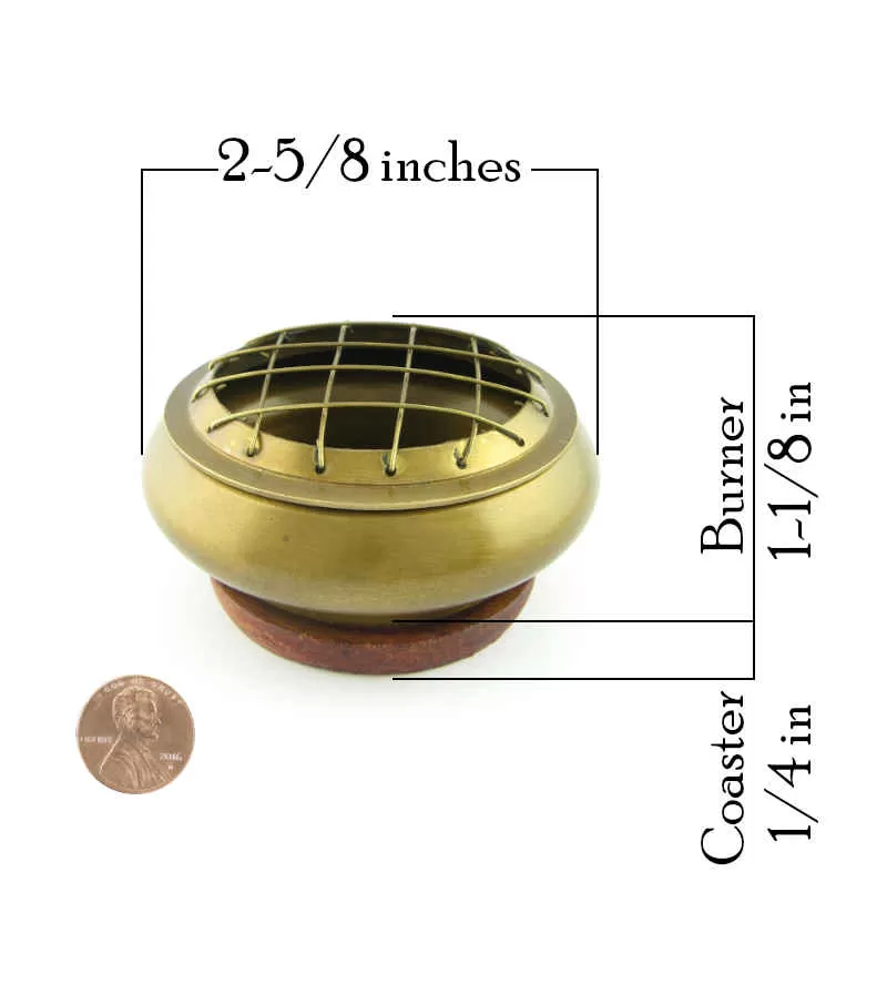 Brass Incense Burner With Screen And Coaster