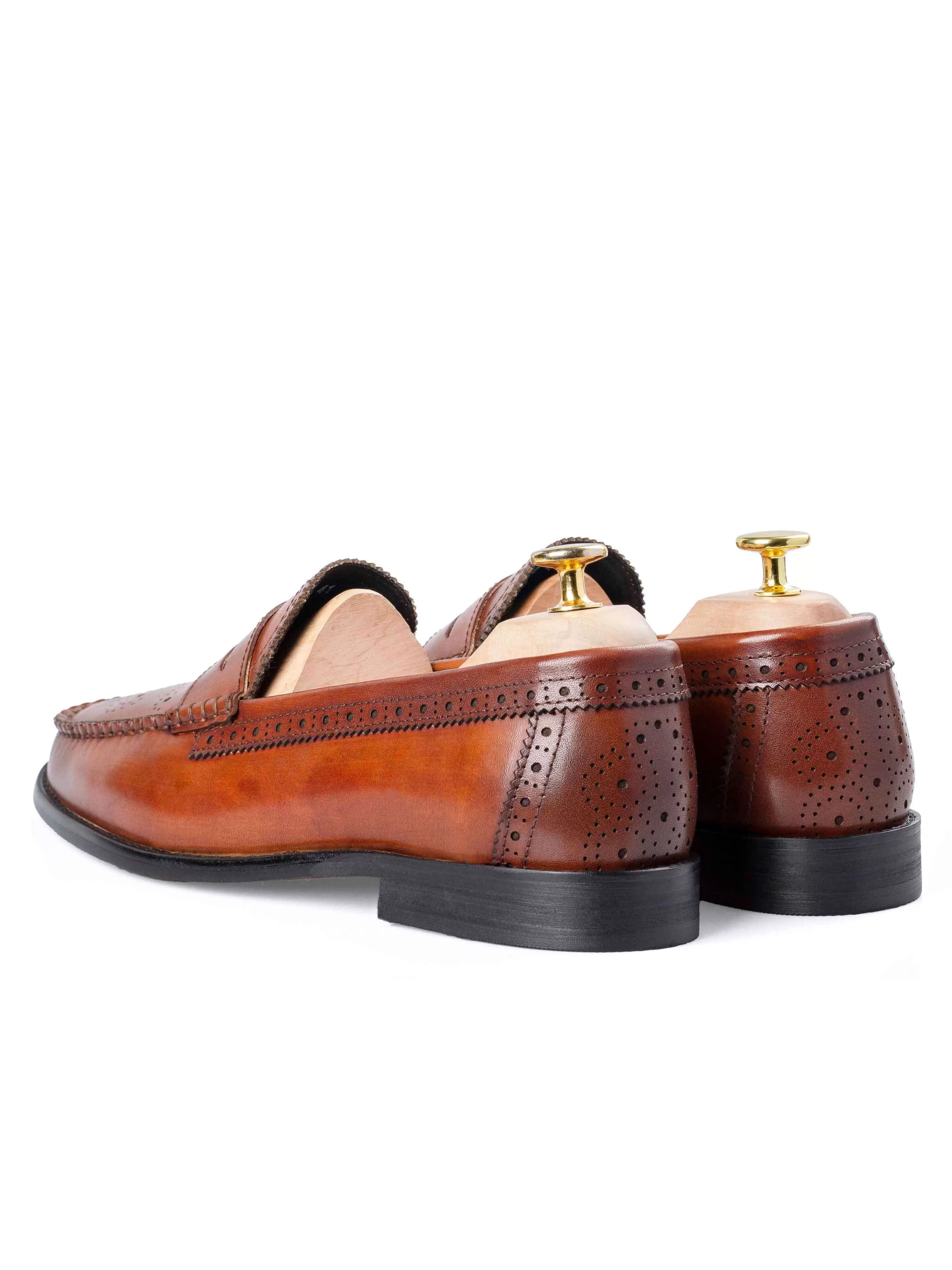 Brogue Penny Loafer - Cognac Tan