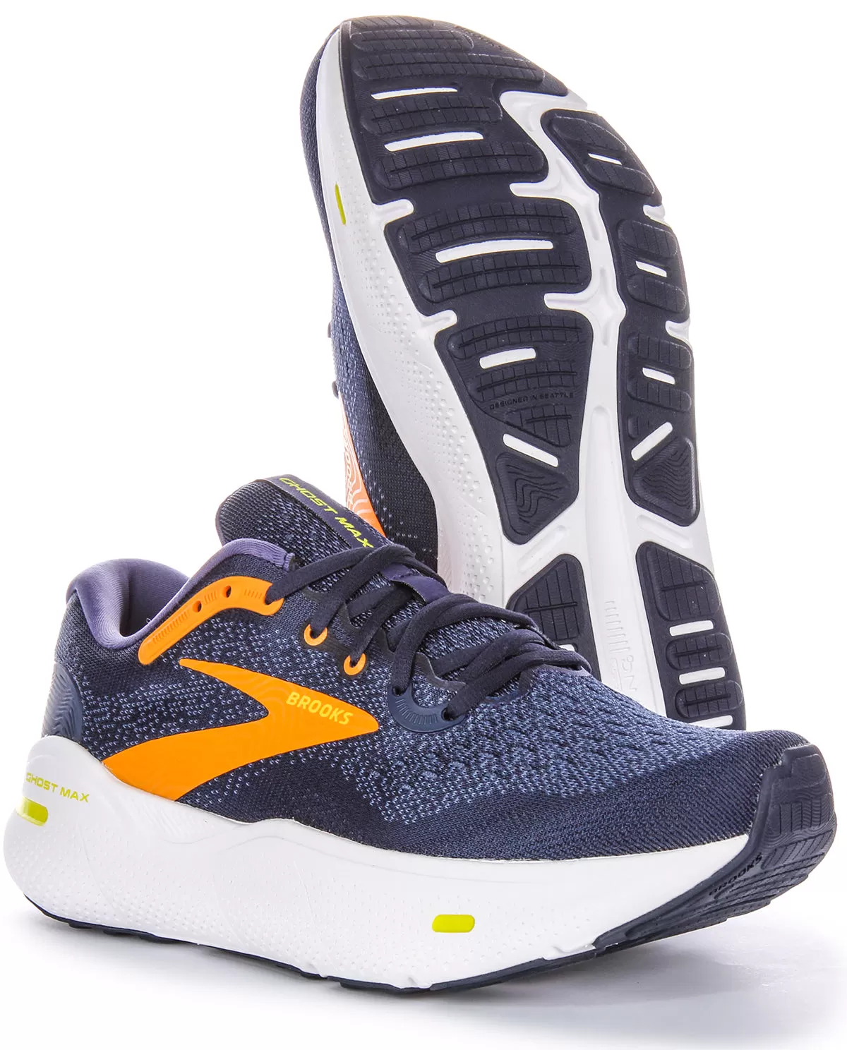 Brooks Ghost Max Trainers In Navy Yellw For Men | Medium Fit