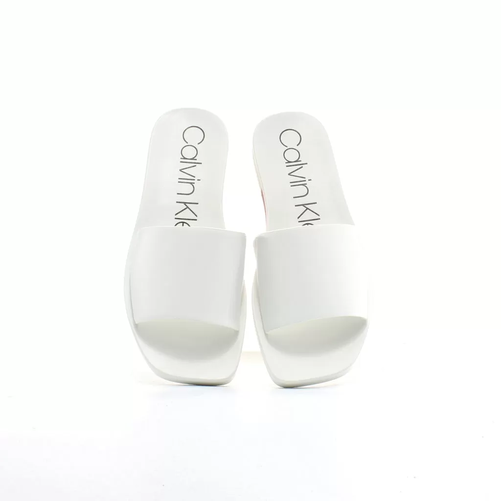 Calvin Klein Ramie Womens White Sliders