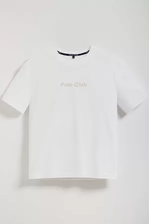 Camiseta blanca Saul relaxed fit de acabado peach effect con logo Minimal Combo Polo Club