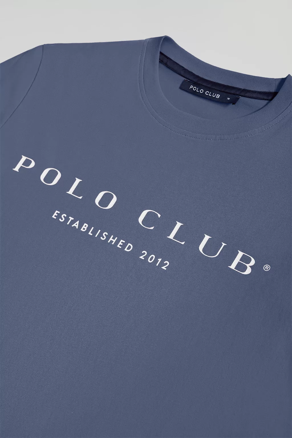 Camiseta básica azul denim con print icónico Polo Club