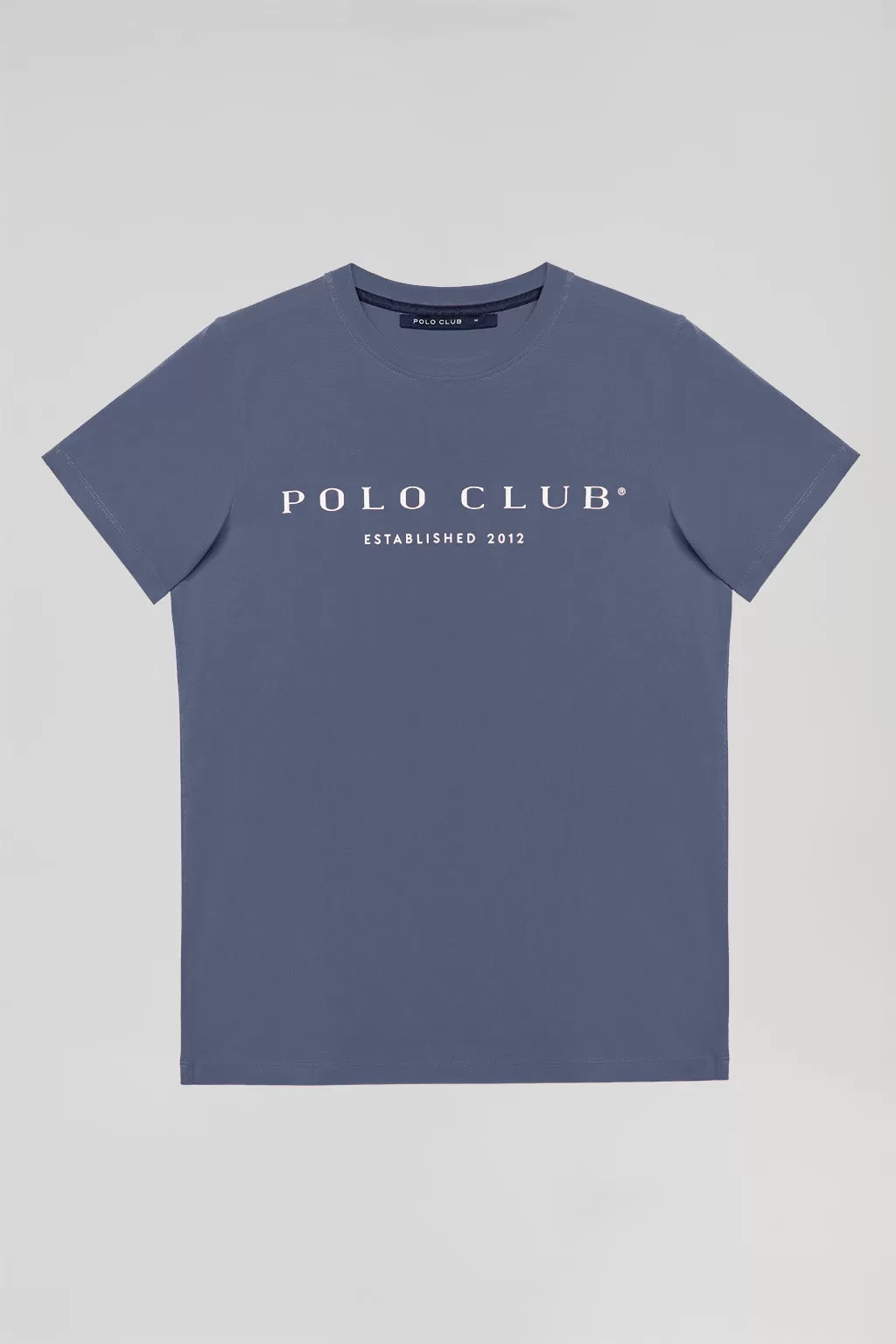 Camiseta básica azul denim con print icónico Polo Club