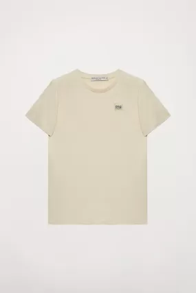 Camiseta orgánica de manga corta beige Neutrals kids con logo