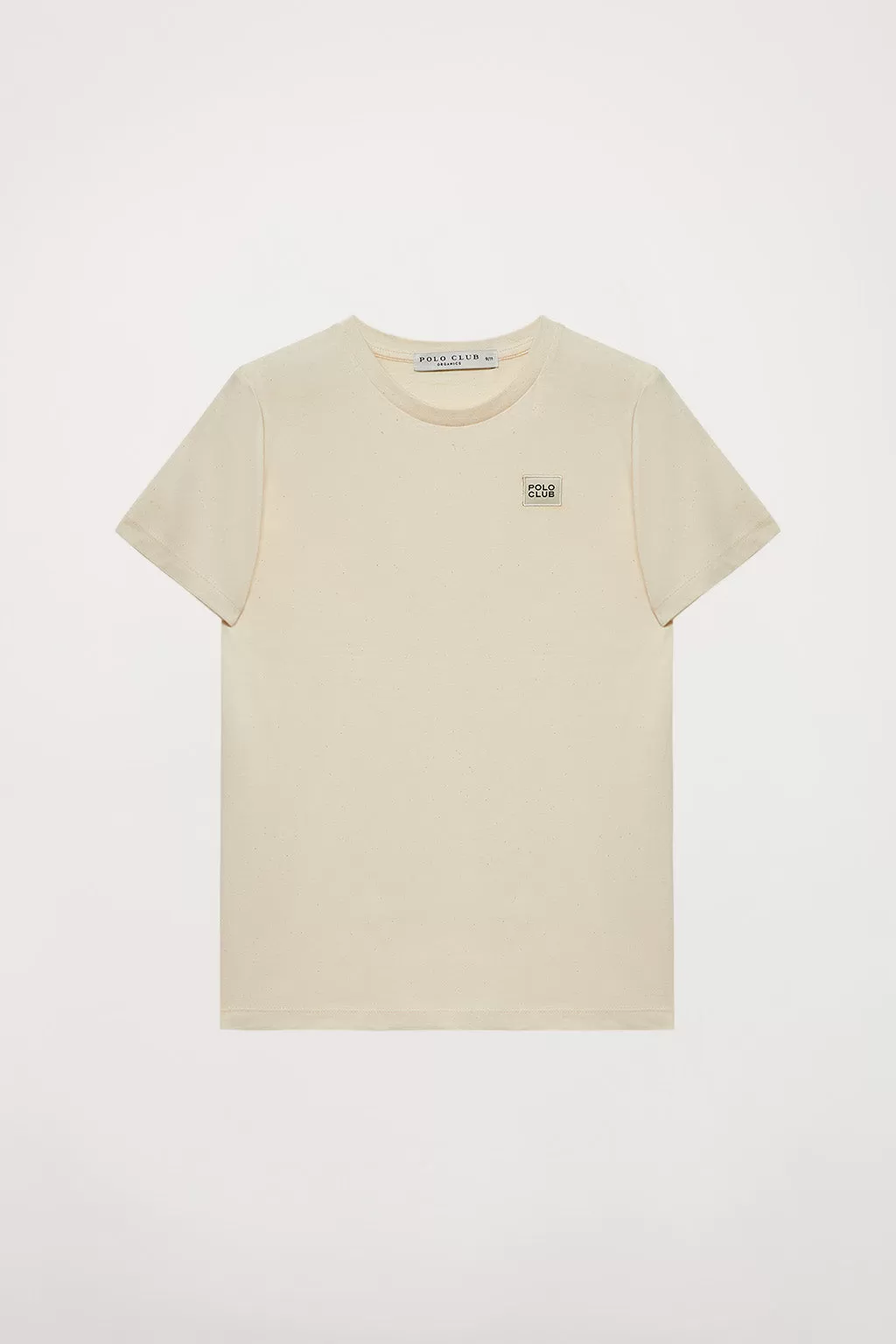 Camiseta orgánica de manga corta beige Neutrals kids con logo