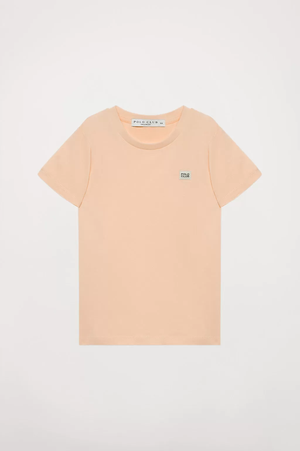 Camiseta orgánica de manga corta melocotón Neutrals kids con logo