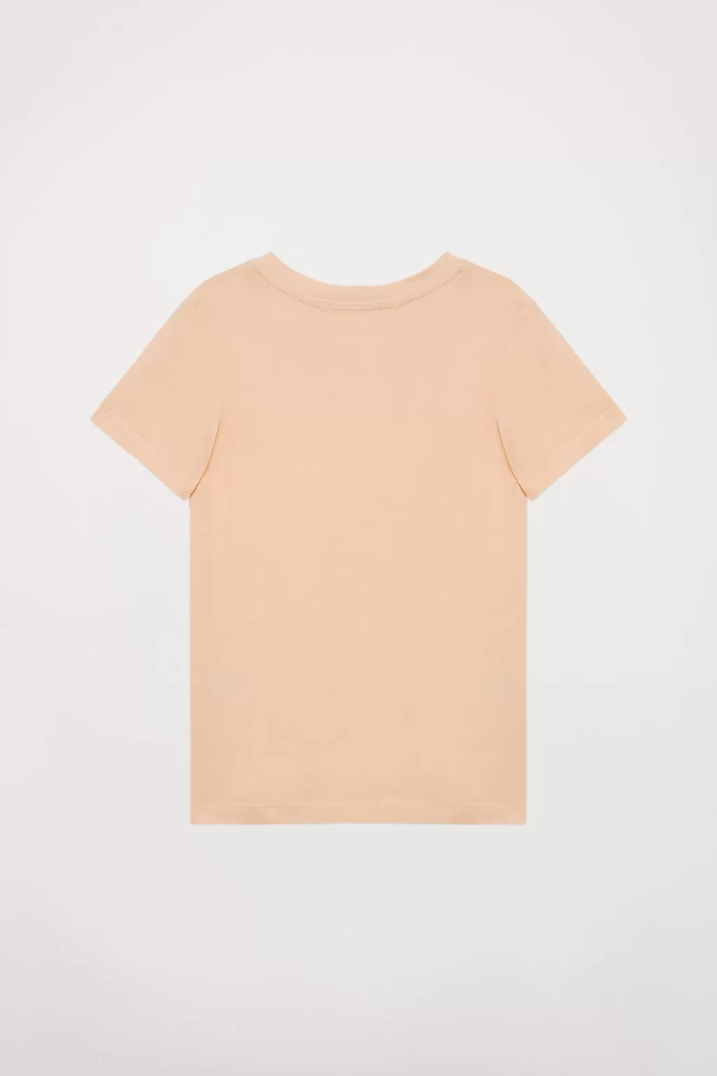 Camiseta orgánica de manga corta melocotón Neutrals kids con logo