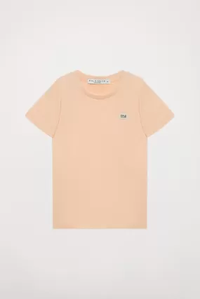 Camiseta orgánica de manga corta melocotón Neutrals kids con logo