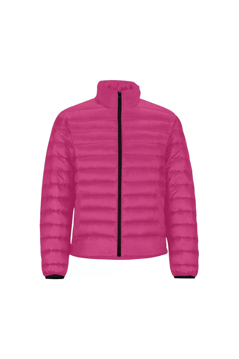 Coral Pink Men's Stand Collar Padded Jacket (Model H41)