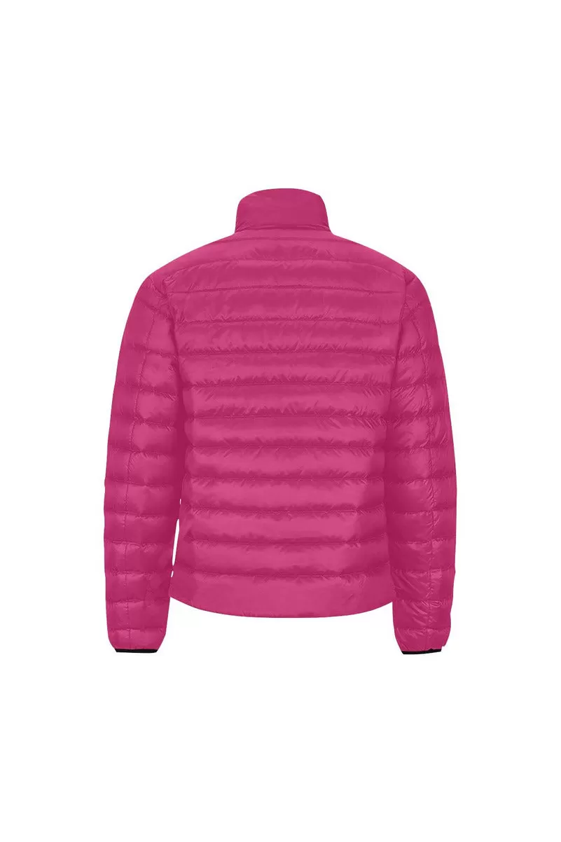 Coral Pink Men's Stand Collar Padded Jacket (Model H41)