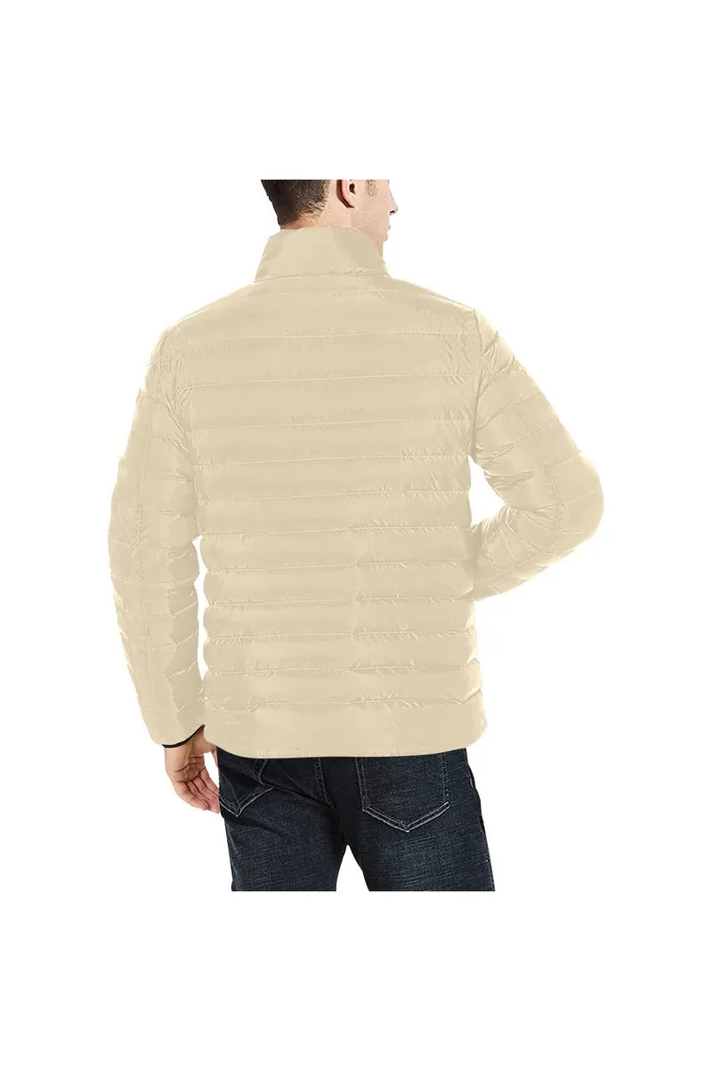 Cream Men's Stand Collar Padded Jacket (Model H41)