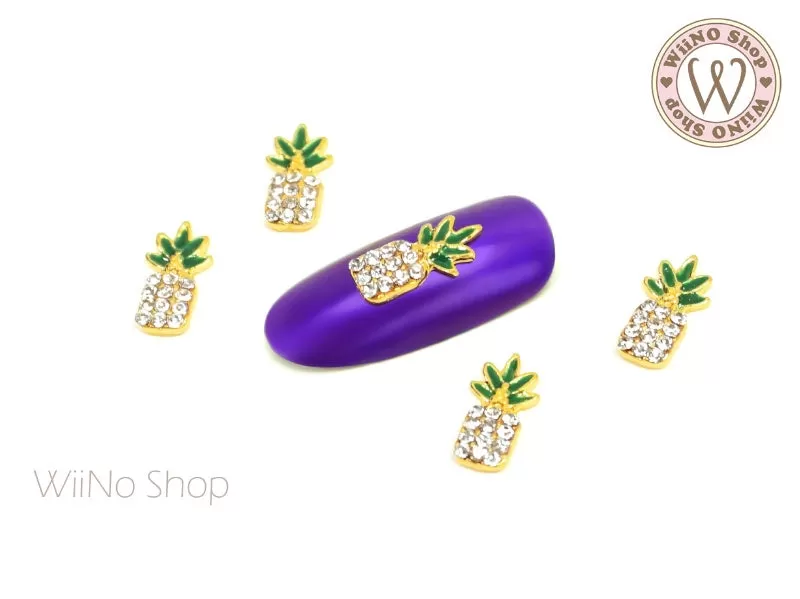 Crystal Pineapple Nail Metal Charm - 2 pcs