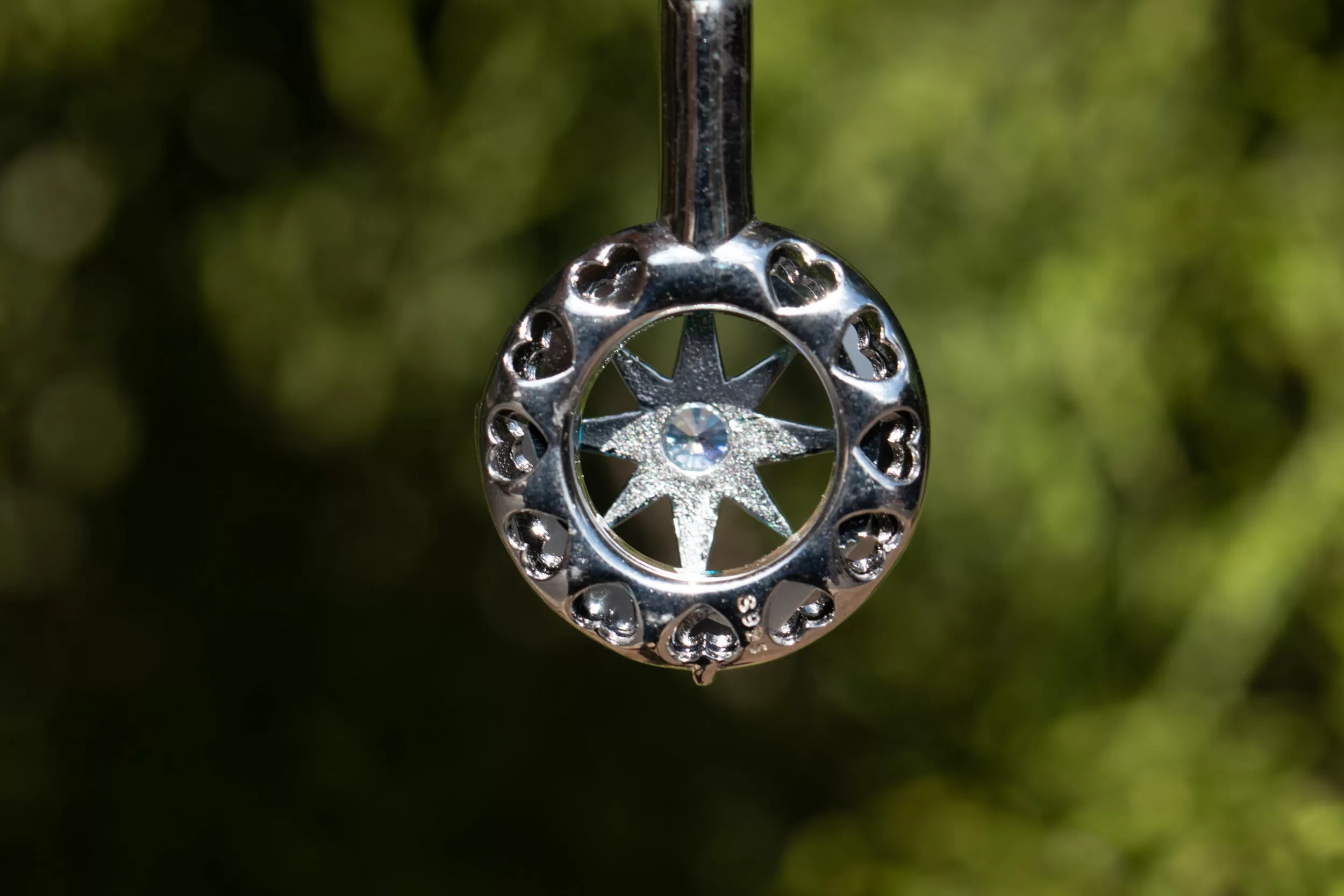 Crystal Silver Compass Cremation Necklace