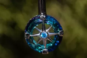 Crystal Silver Compass Cremation Necklace