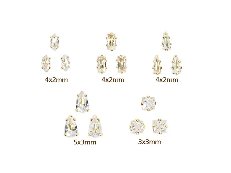 Crystal with Gold Setting - 5 pcs