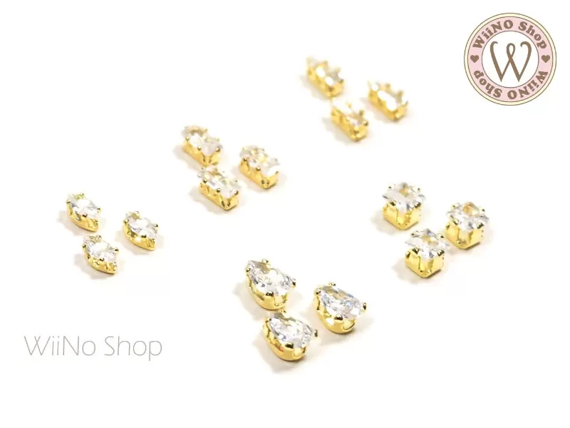 Crystal with Gold Setting - 5 pcs