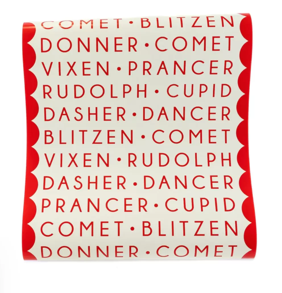 Dear Rudolph Reindeer Names Paper Table Runner