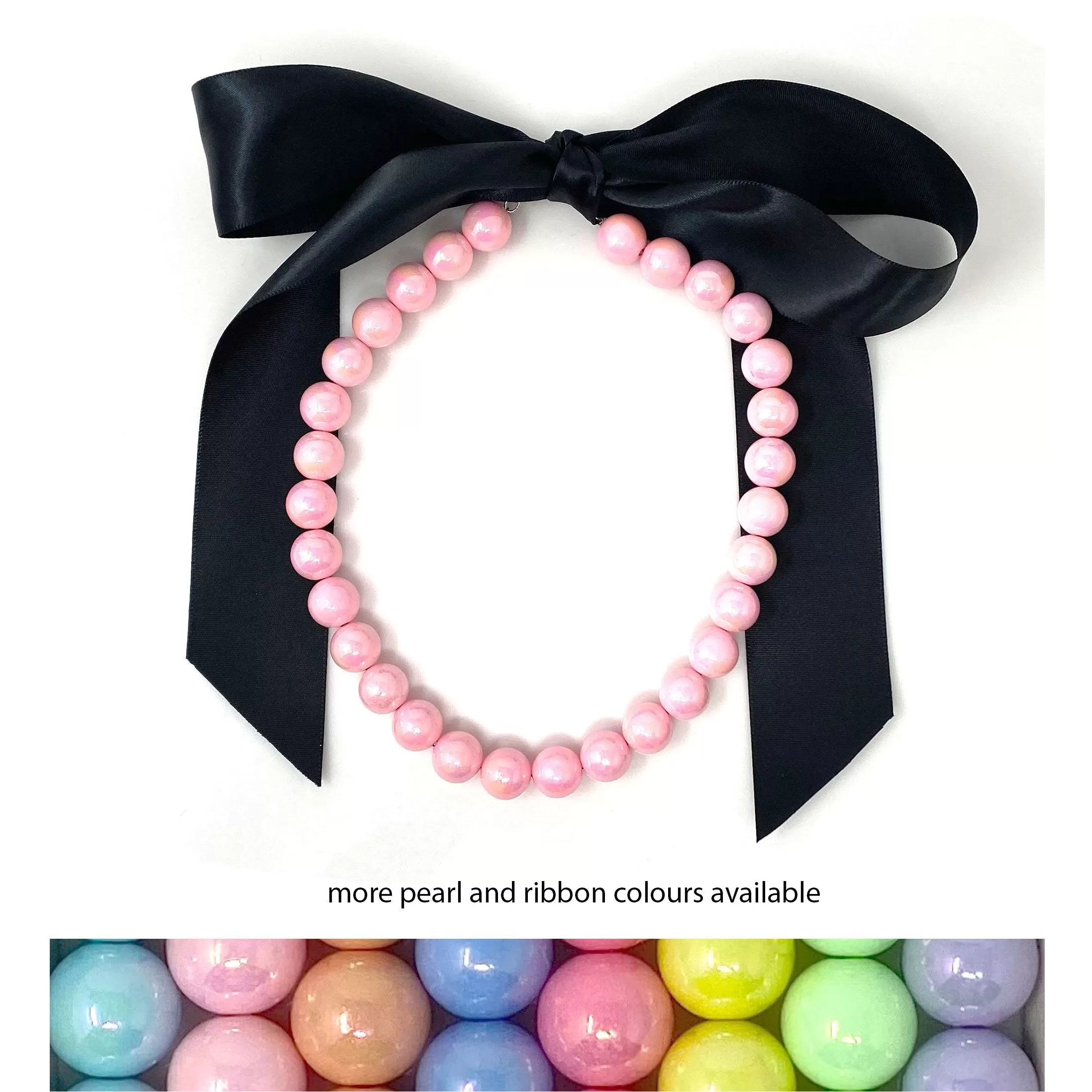 DELORES pearl ribbon necklace (more pearl colours available)