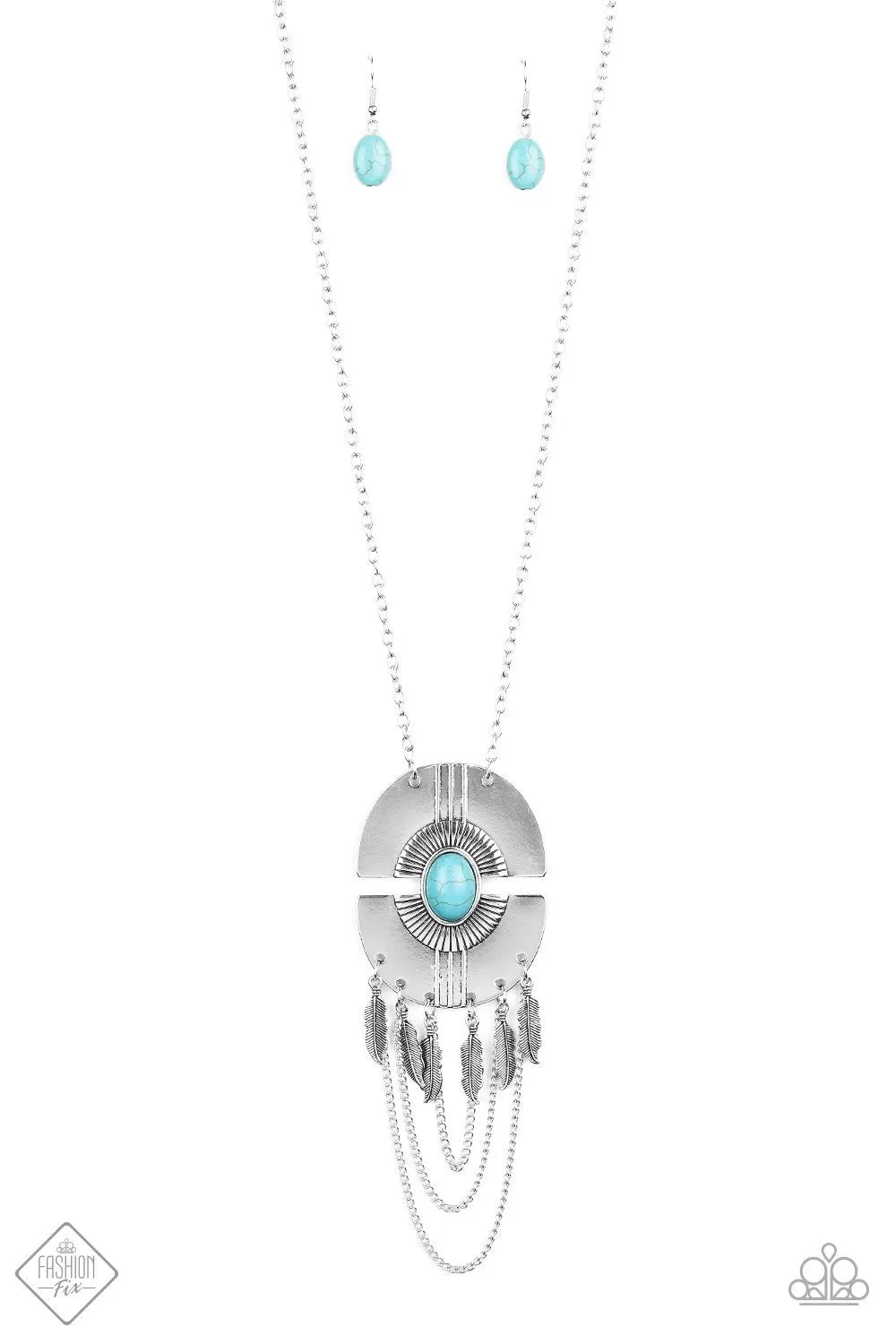 Desert Culture Turquoise Blue and Silver Necklace - Paparazzi Accessories