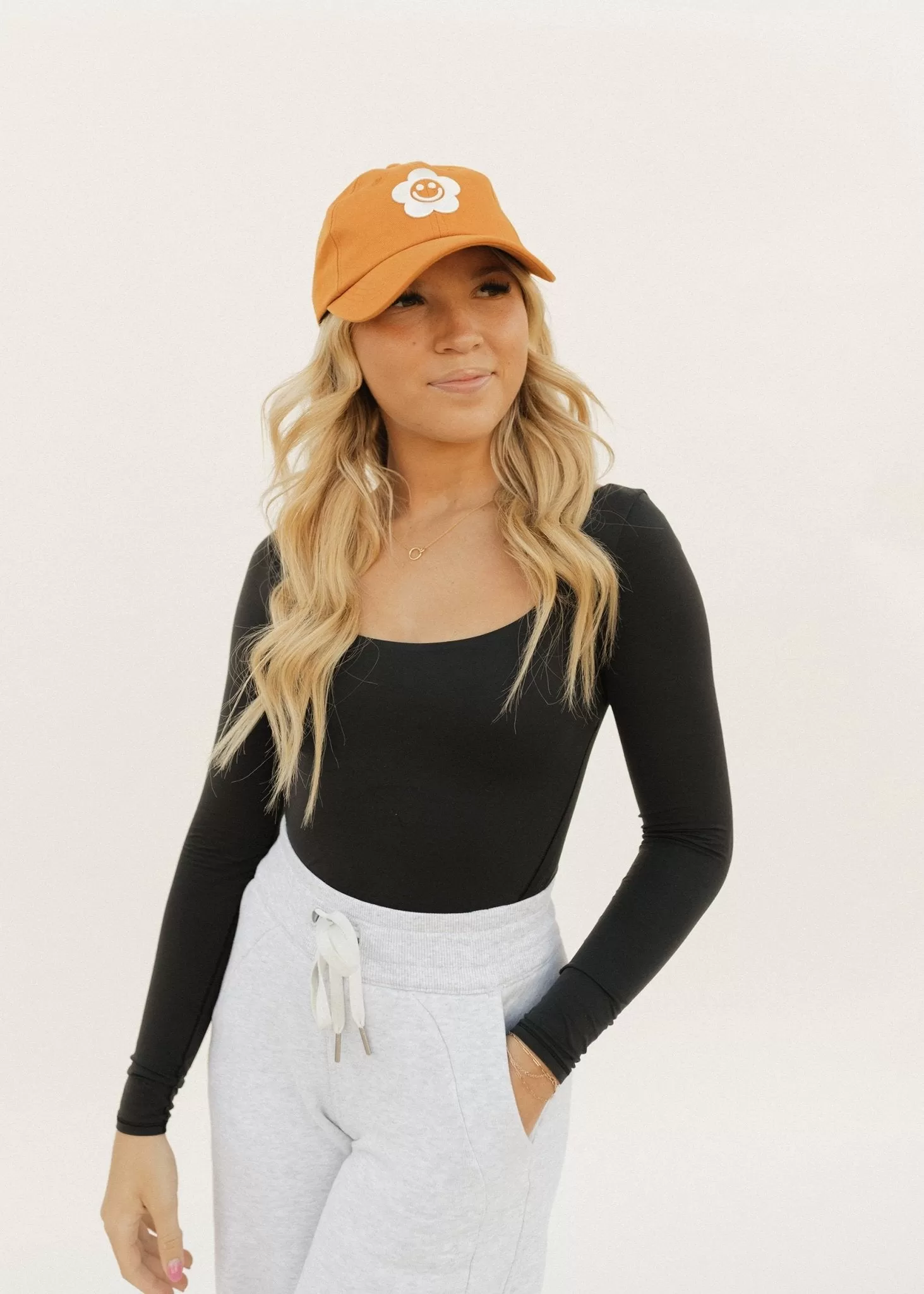 Desert Orange Smiley Daisy Dad Hat