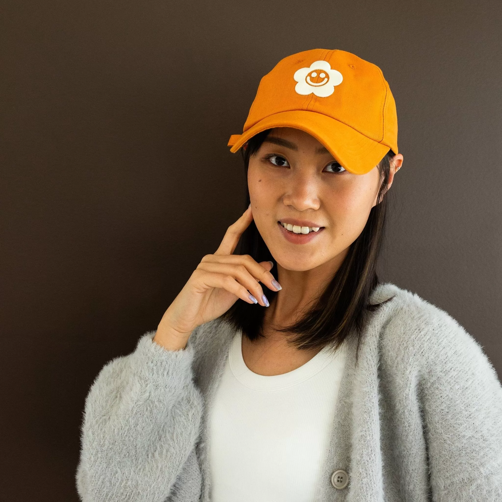 Desert Orange Smiley Daisy Dad Hat