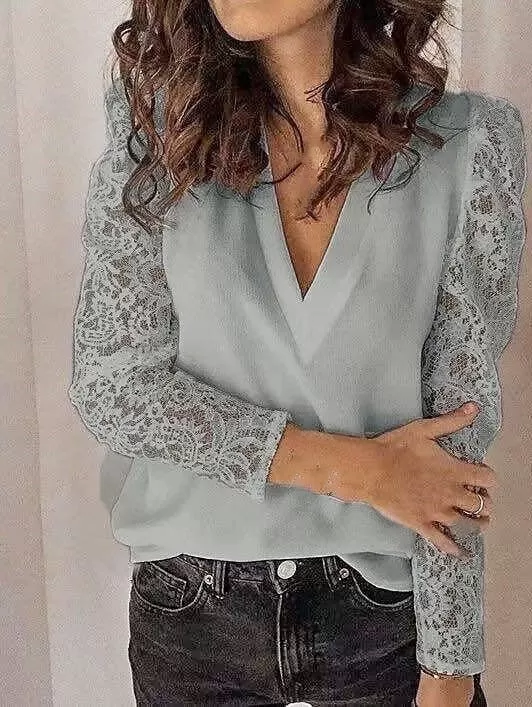 Elegant Lace Shirt Blouse for Women - Black, White, or Pink