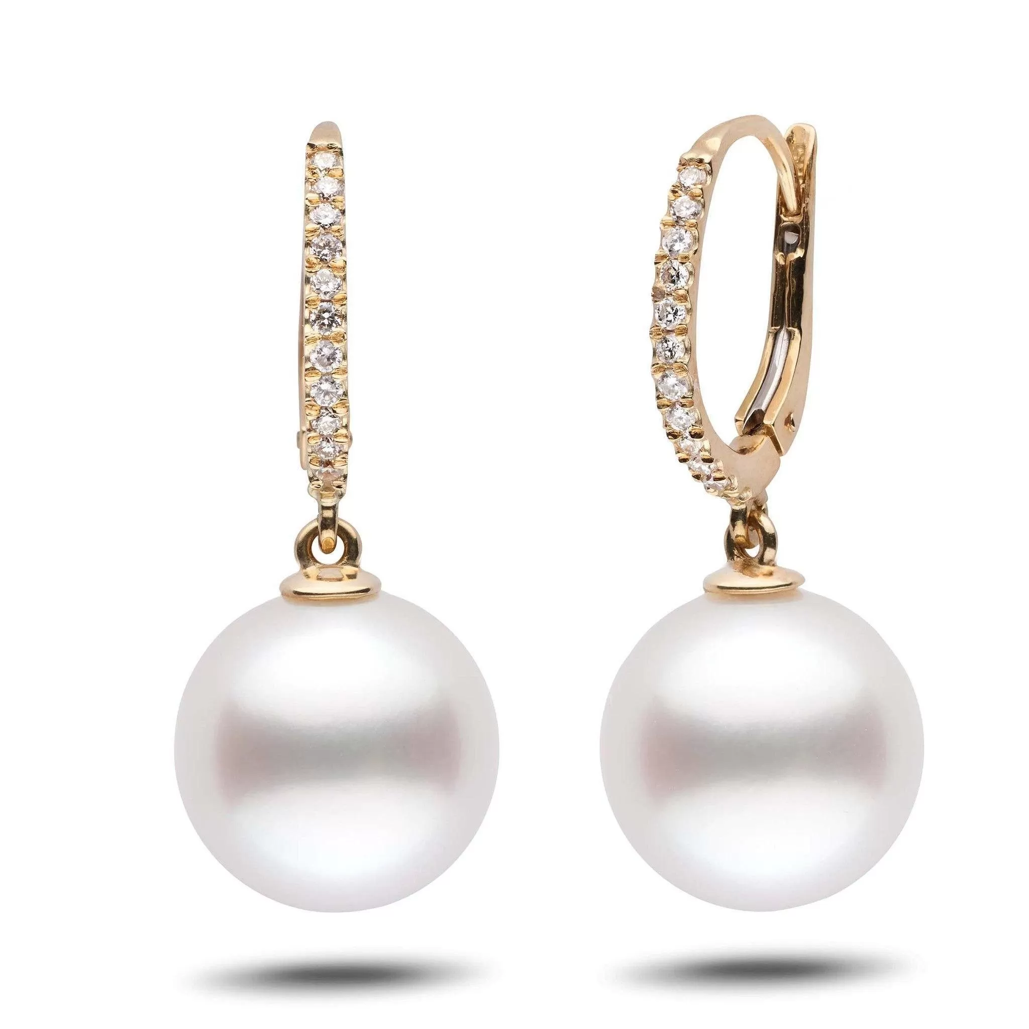 Eternal Collection White South Sea 12.0-13.0 mm Pearl & Diamond Dangle Earrings