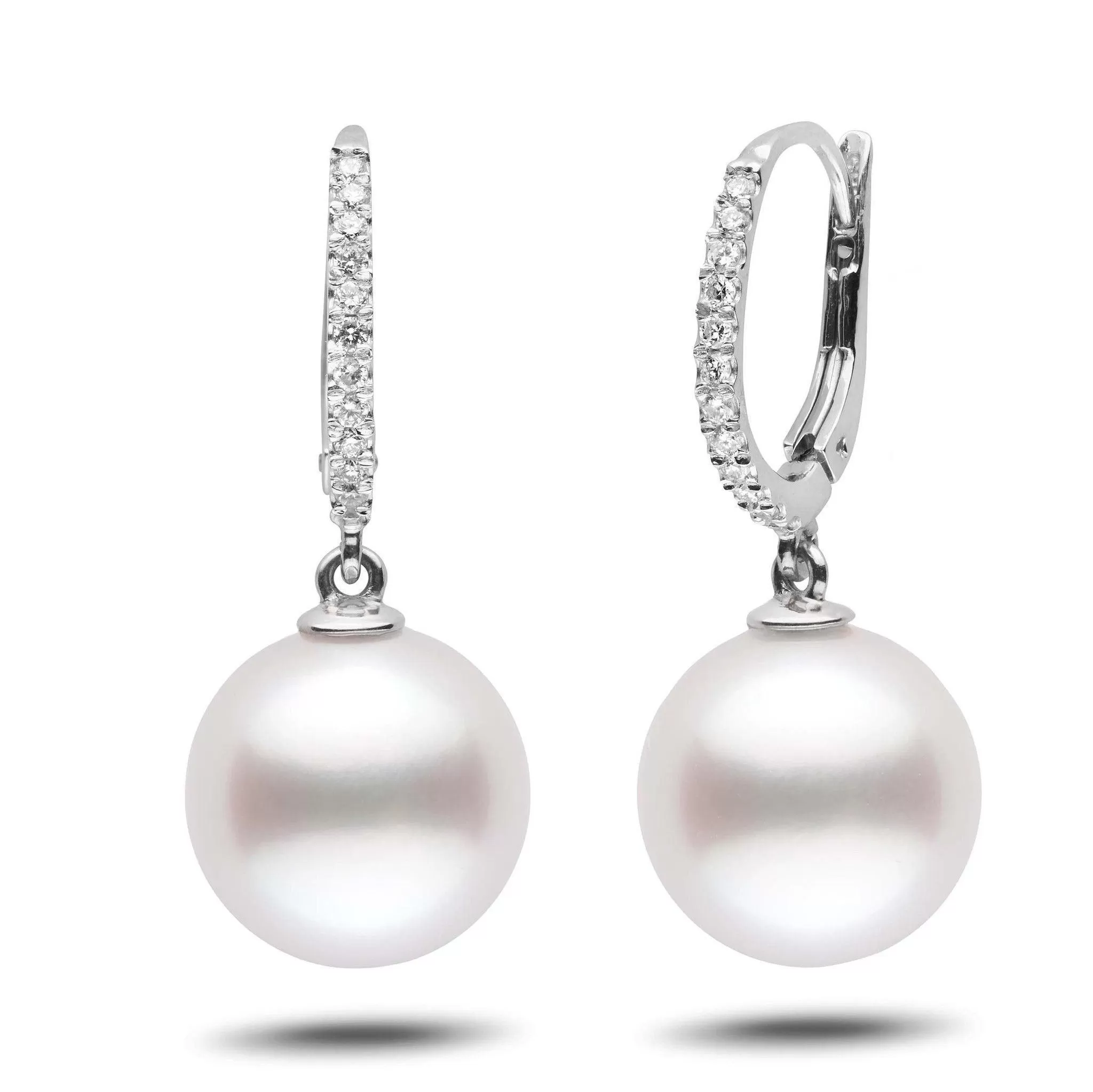 Eternal Collection White South Sea 12.0-13.0 mm Pearl & Diamond Dangle Earrings