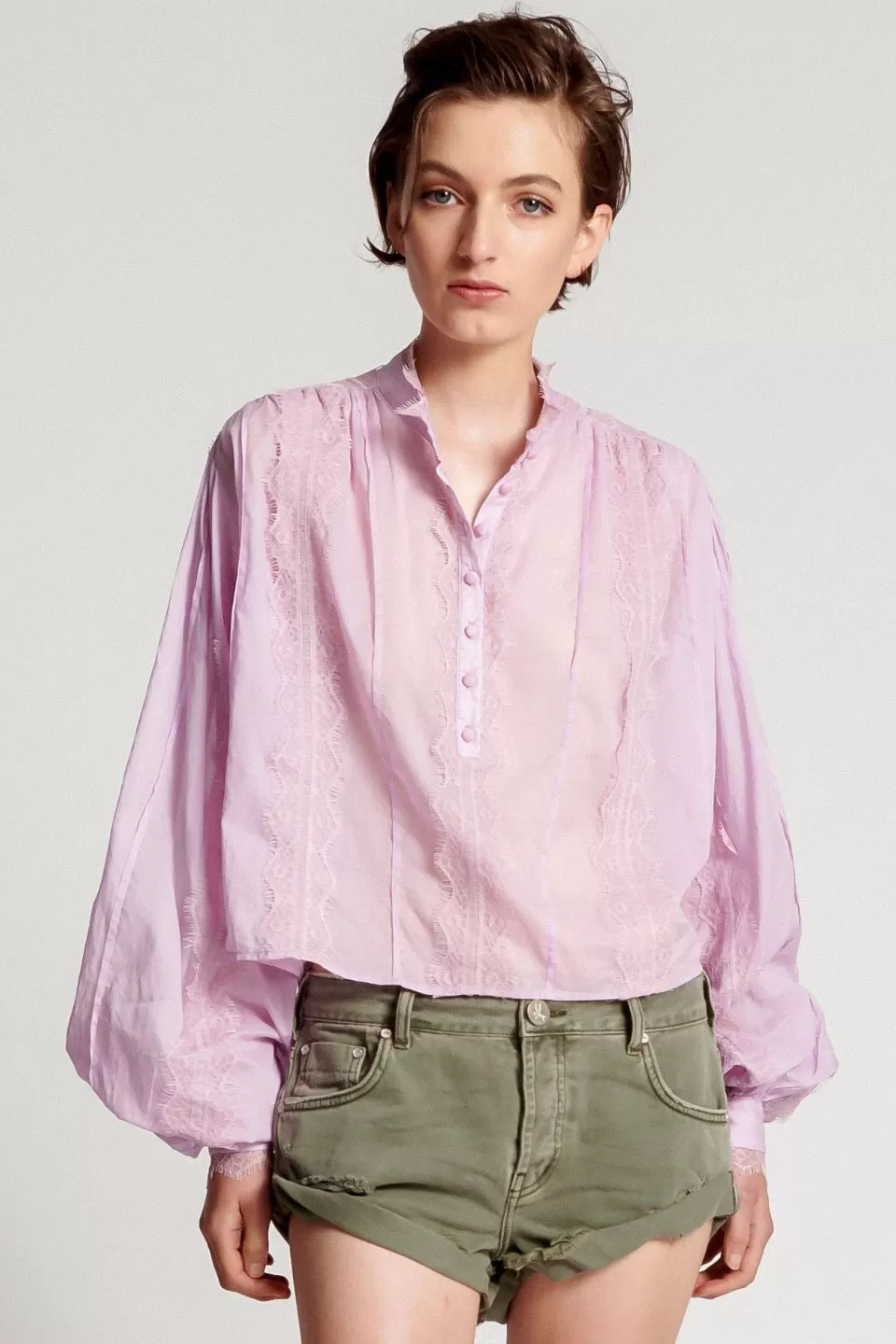 Eternal Spirit Cropped Lilac Haze Lace Blouse