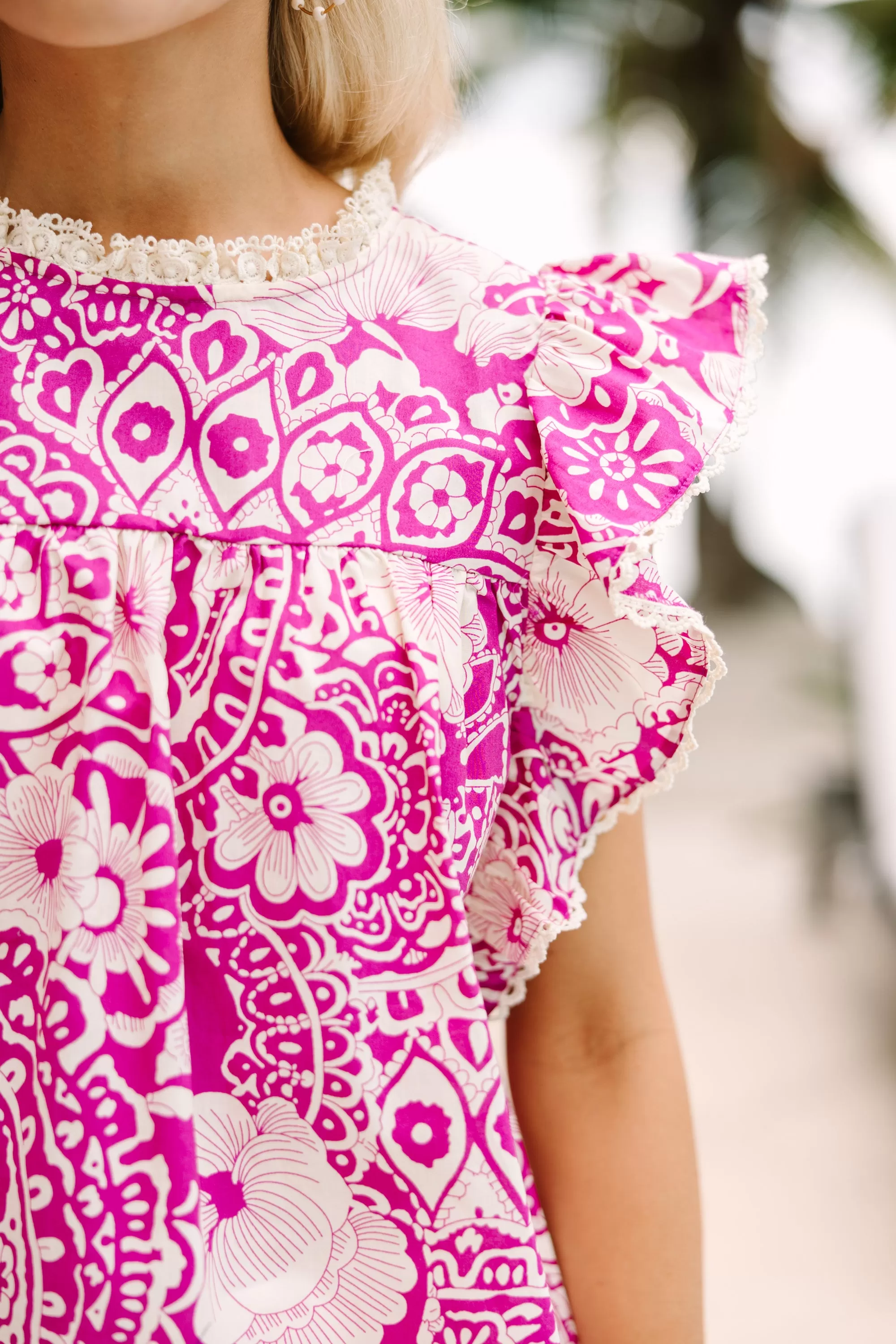 Find Your Way Magenta Pink Floral Blouse