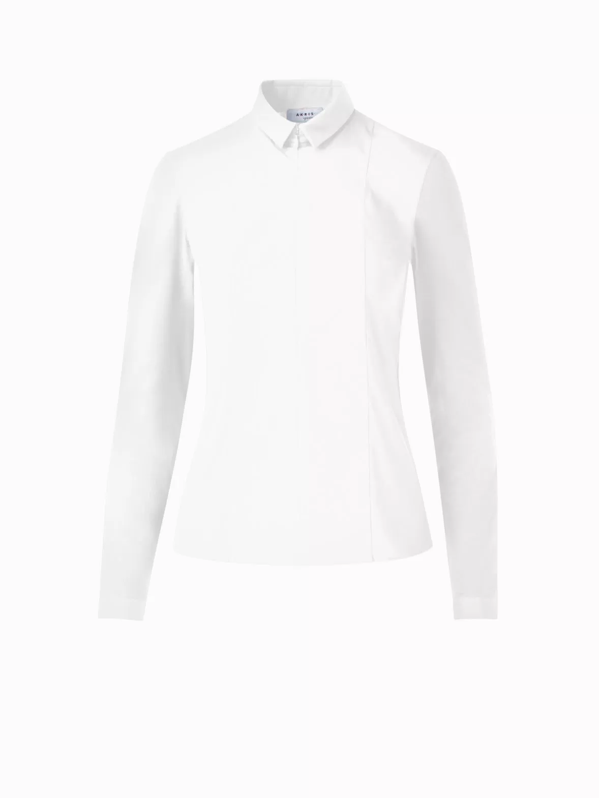 Fitted Cotton Jersey Collared Blouse