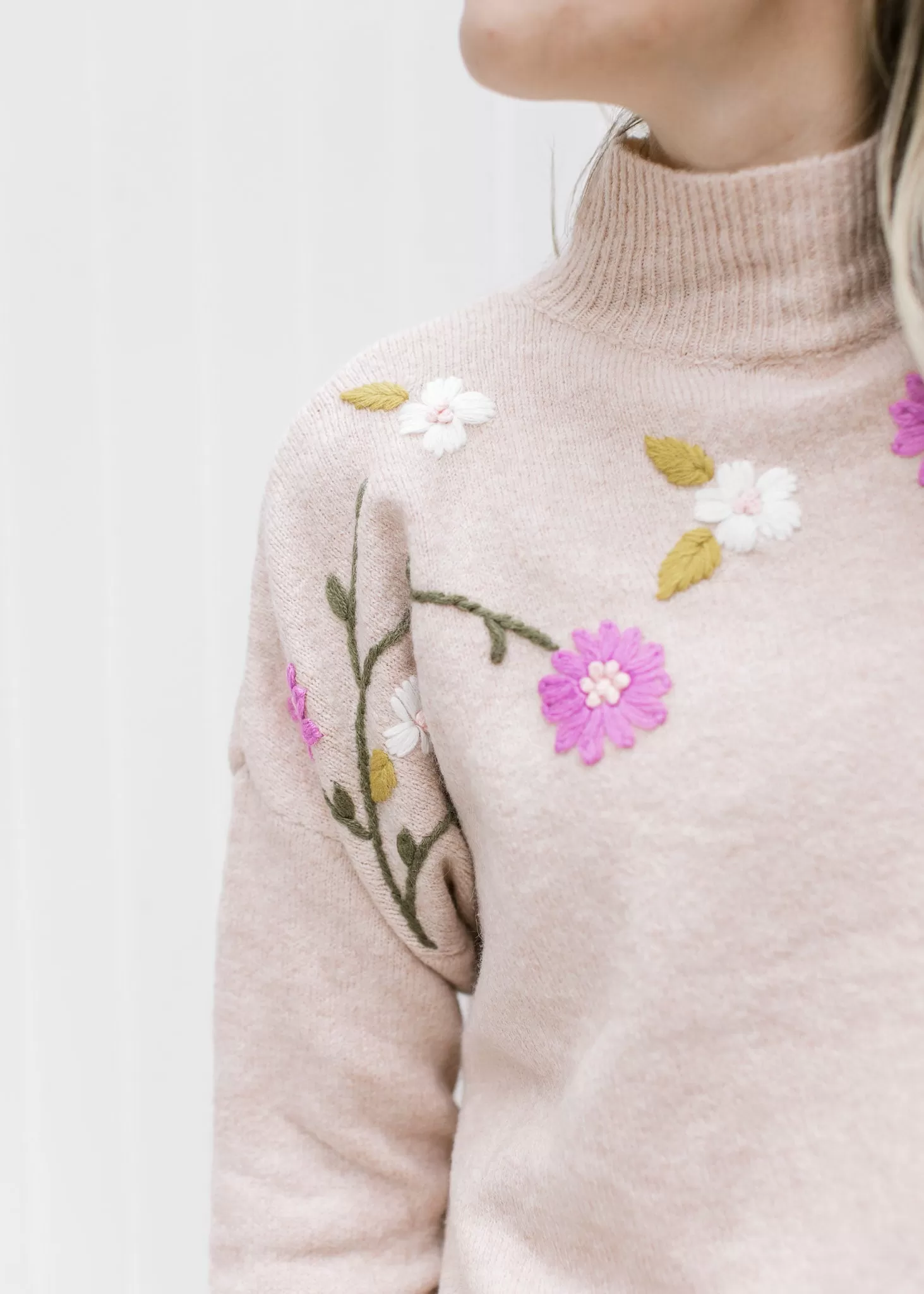 Flowers on Blush Sweater