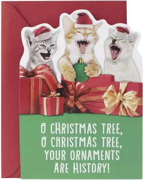 Fun Loving Christmas Card with  Cute Sound Cats Laughing