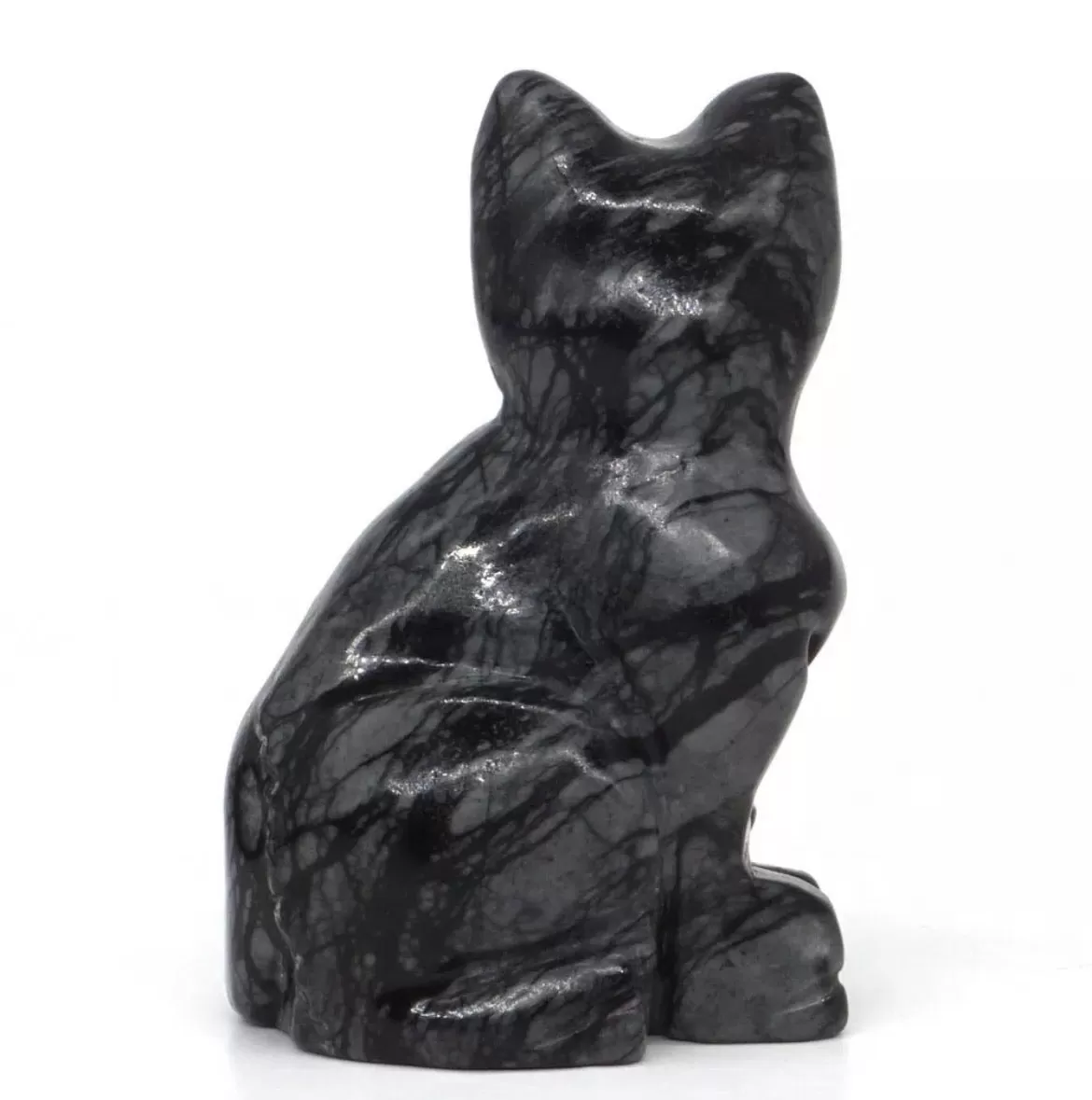 Gemstone Picasso Jasper gemstone carved Cat