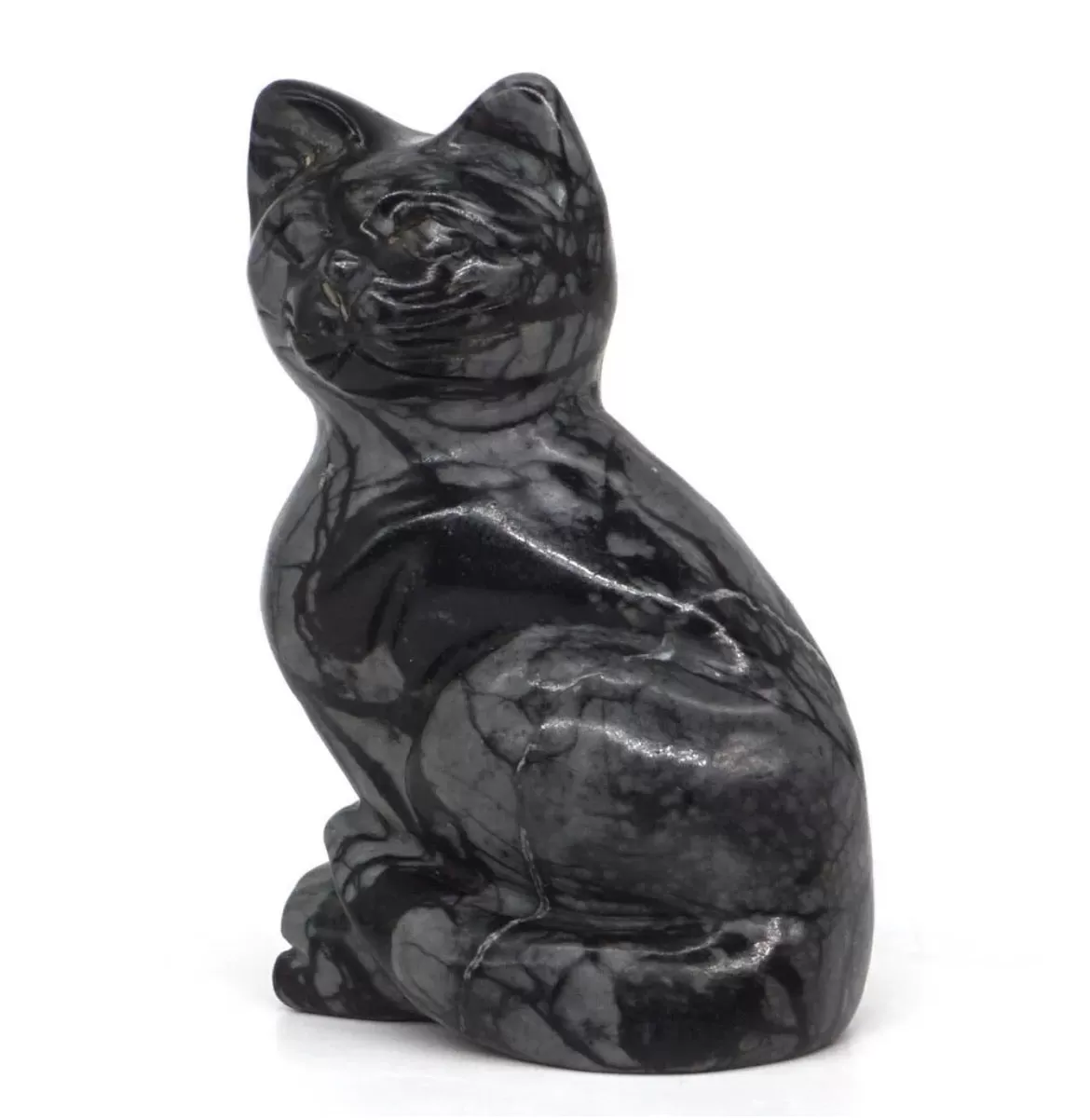 Gemstone Picasso Jasper gemstone carved Cat