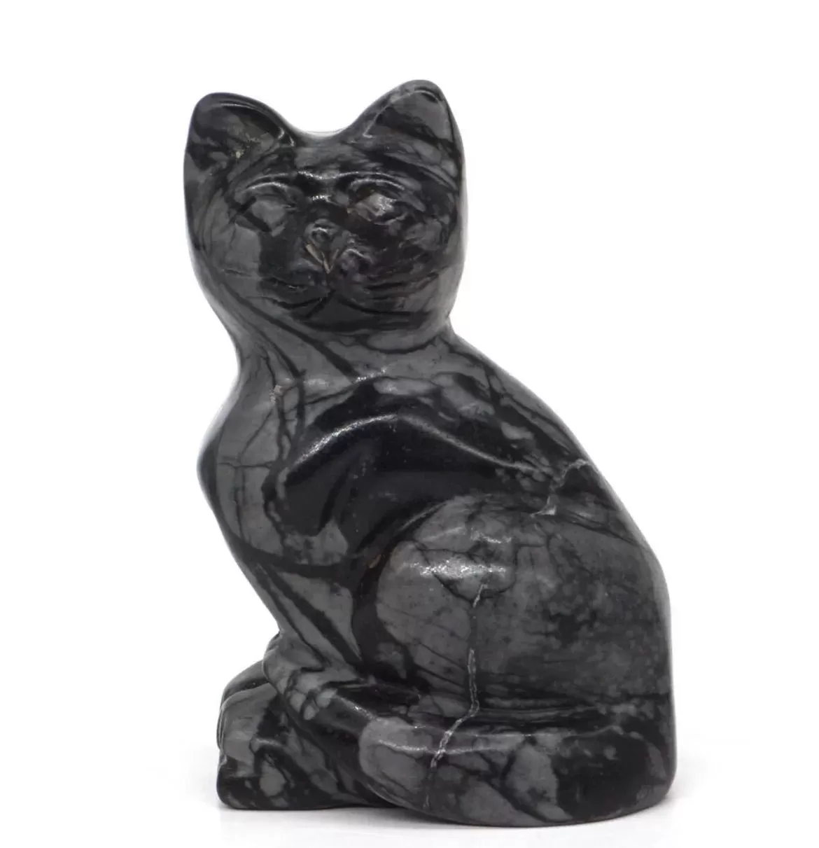 Gemstone Picasso Jasper gemstone carved Cat