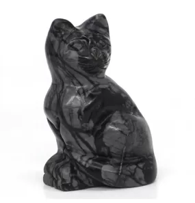 Gemstone Picasso Jasper gemstone carved Cat