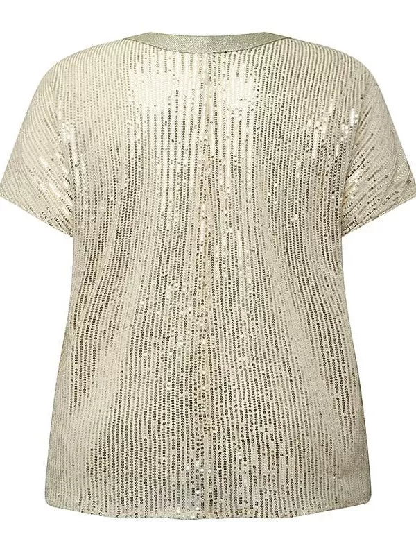 Glamorous Sequined Plus Size Shirt Blouse for Women