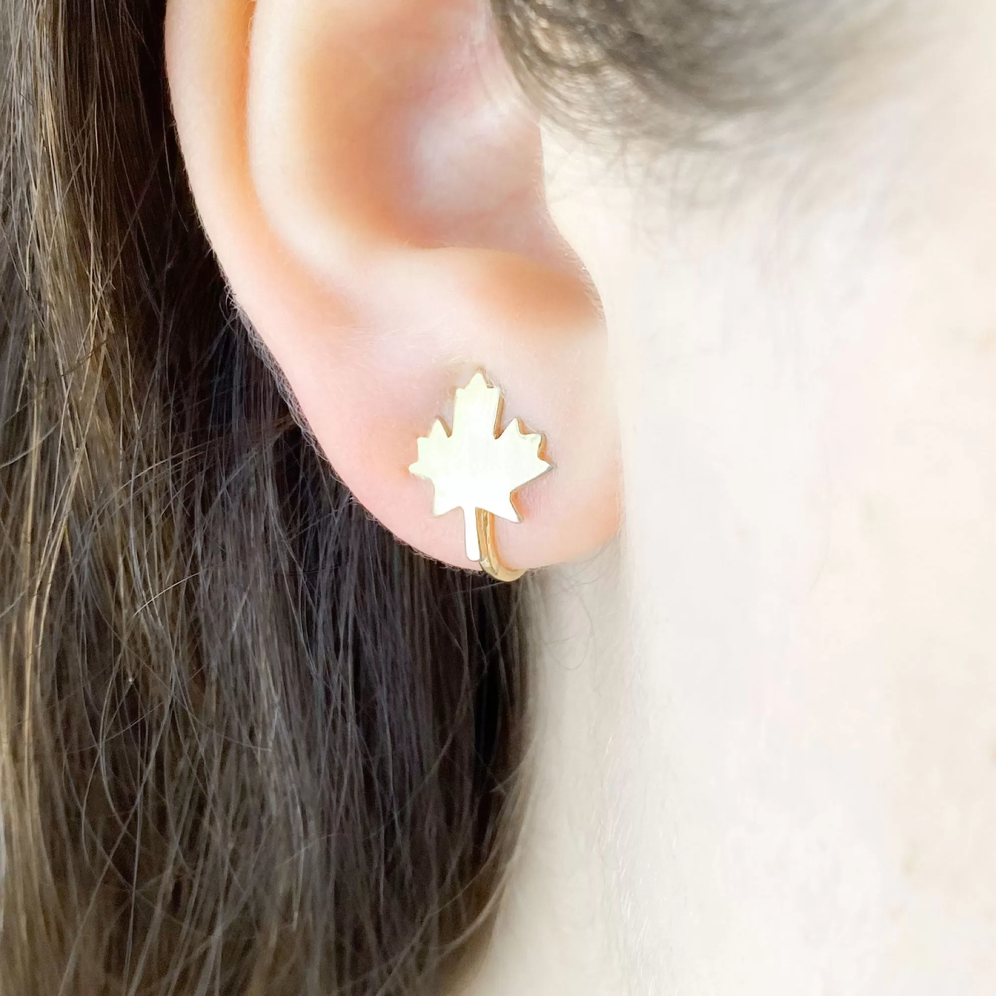 GLOVER gold leaf clip earrings