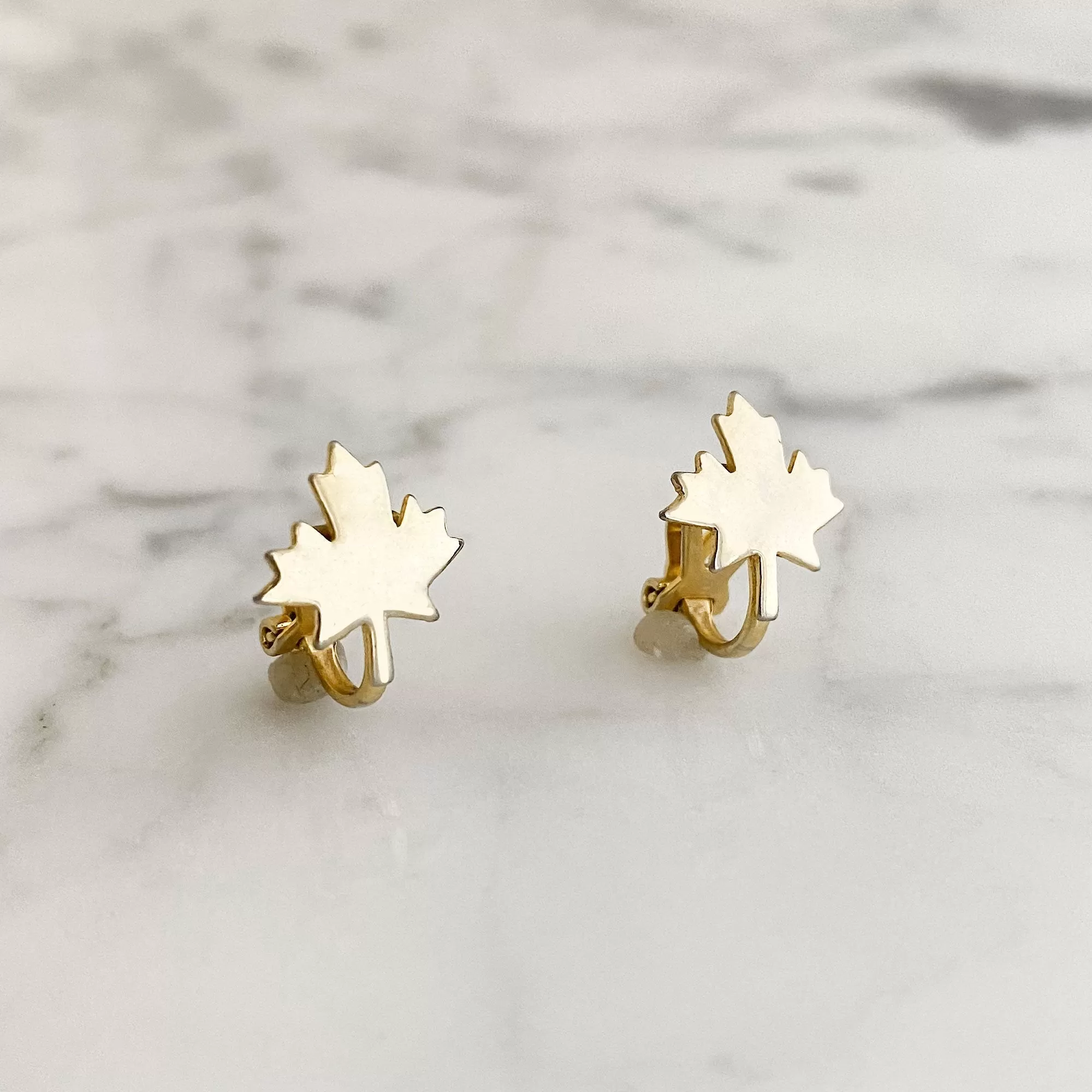 GLOVER gold leaf clip earrings