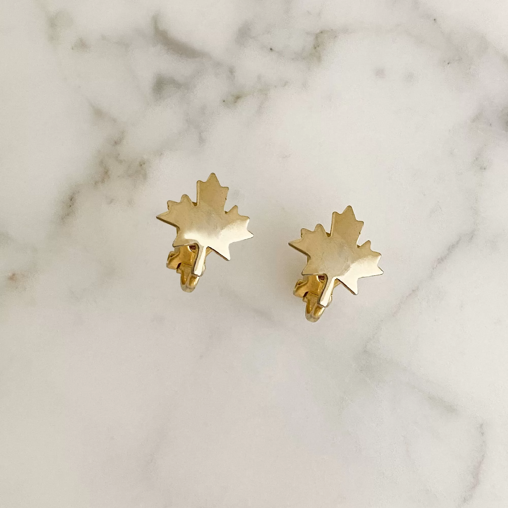 GLOVER gold leaf clip earrings