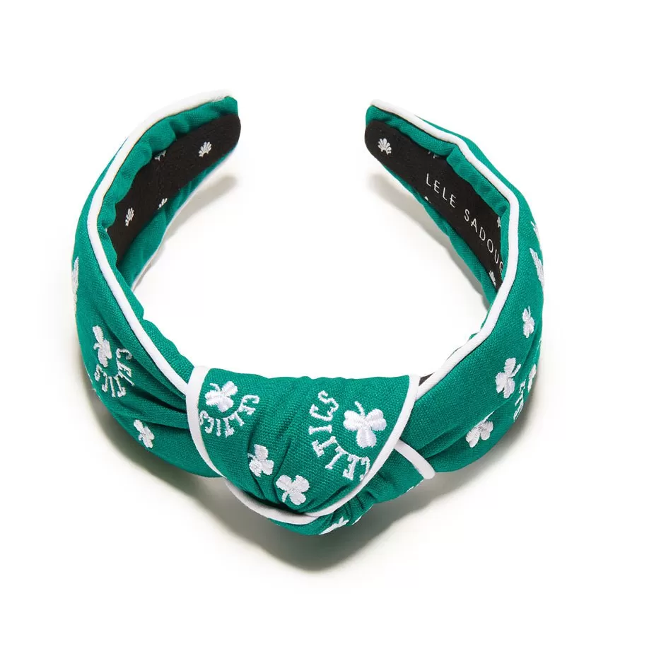 GREEN BOSTON CELTICS EMBROIDERED KNOTTED HEADBAND