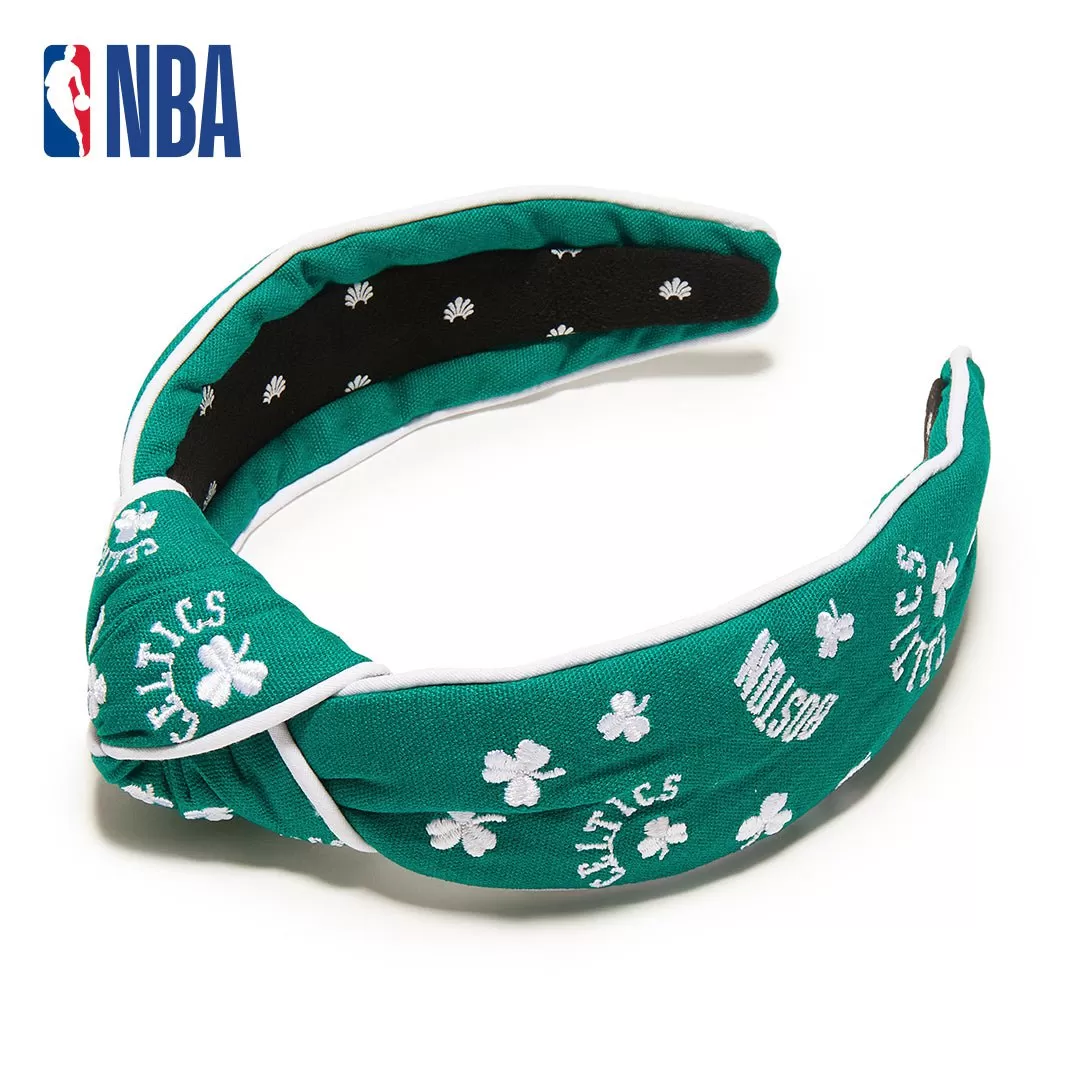 GREEN BOSTON CELTICS EMBROIDERED KNOTTED HEADBAND