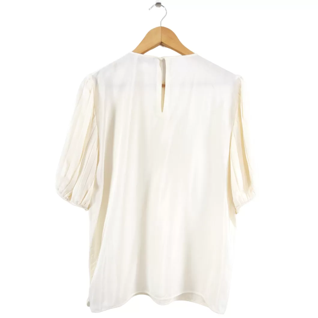 Gucci vintage 1980's Ivory Silk Pleated Blouse - M (6/8)