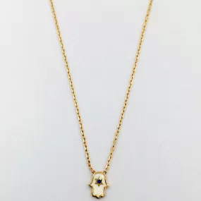 Hamsa Hand Enamel Fine Chain Necklace