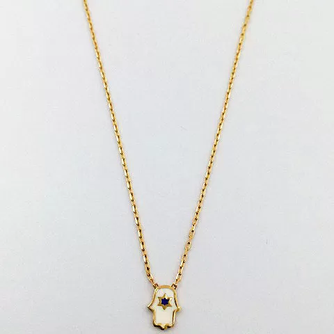 Hamsa Hand Enamel Fine Chain Necklace