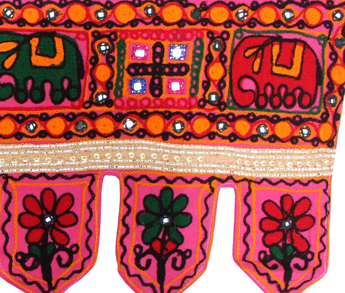 Handmade Indian Door Hanging Toran Decoration India (Pink, 34 x 13 inches)